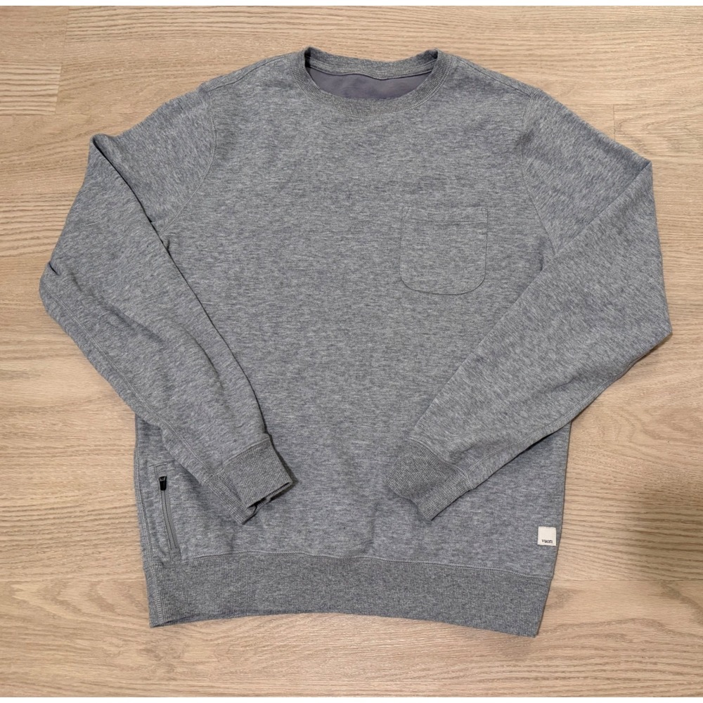 Vuori Jeffreys Pullover Mens S Heather Grey Athleisure Lounge Travel Minimalist